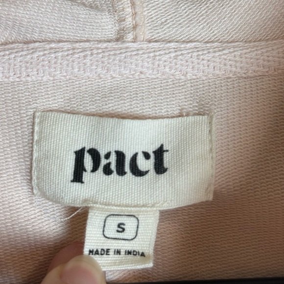 Pact Womens Organic Cotton 3/4 Sleeve Hooded Pullover Sweatshirt Small Pink - Picture 3 of 5